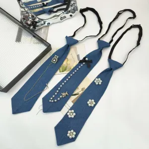 New Denim Arrow Tie for Boy Girl Neutral Trendy Medium Width