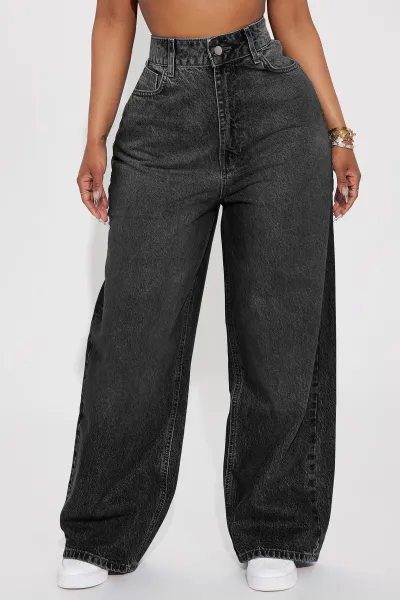Women Casual Loose High Waist Wide Leg Denim Jeans