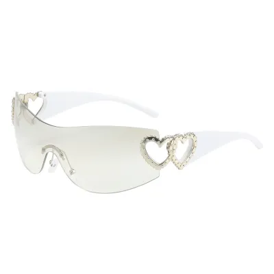 Y2k Women Hollow Heart Sunscreen Sunglasses PC Frame Personalized