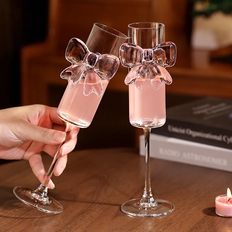Cute Bow Design New Chinese Style Cocktail Glass Cup for Valentine