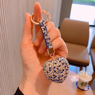 Cute Cartoon Rhinestone Heart Keychain
