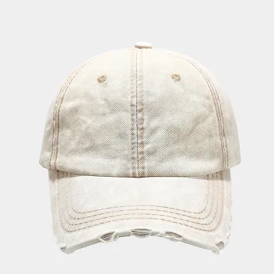 Personalized Retro Ripped Denim Baseball Cap Cotton Dome Hat