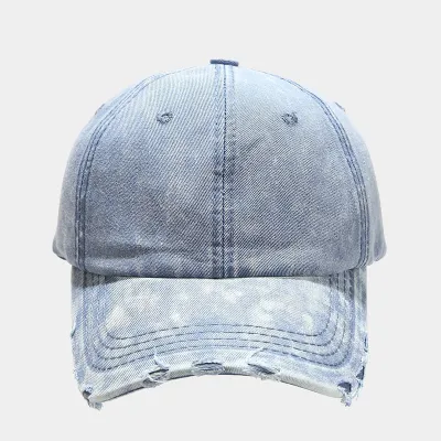 Personalized Retro Ripped Denim Baseball Cap Cotton Dome Hat