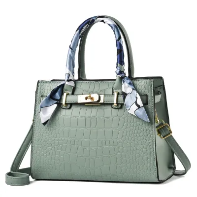 Elegant Solid Color Stone Print Large Capacity PU Handbags Tote Bag with Zipper