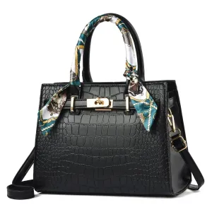 Elegant Solid Color Stone Print Large Capacity PU Handbags Tote Bag with Zipper