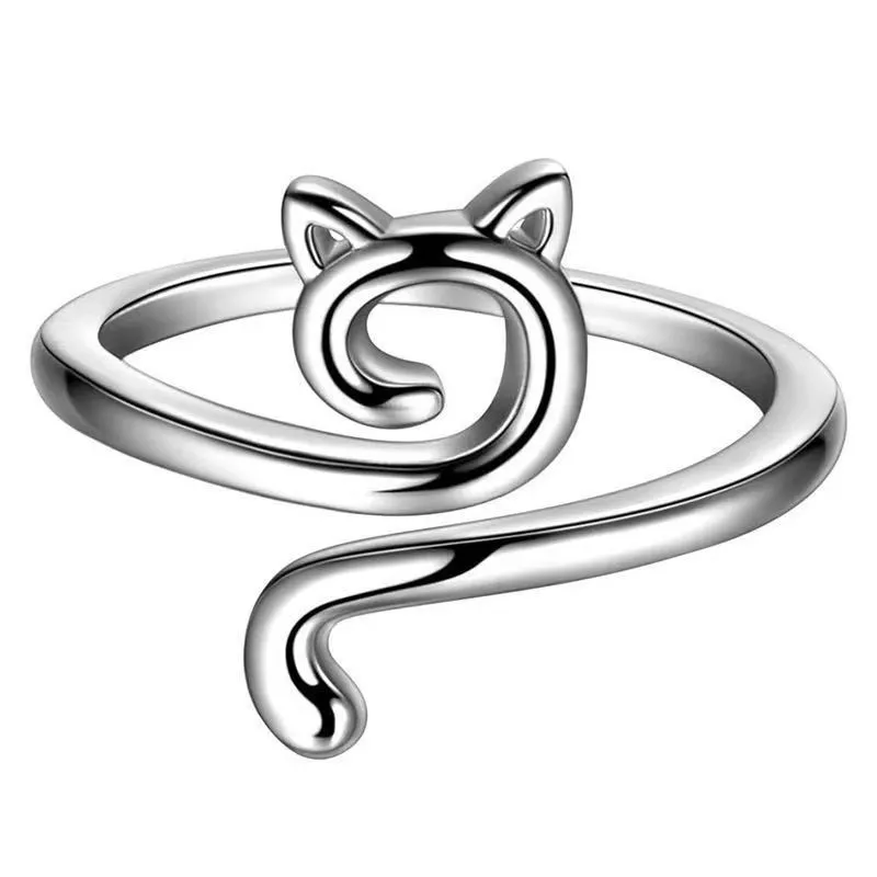 Personalized Cat Simple Metal Adjustable Ring