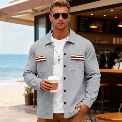 Men Fall Winter Casual Fleece Lapel Cardigan Long Sleeve Jacket