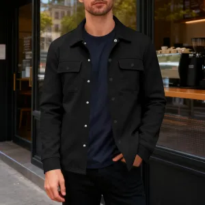 Men Spring Autumn Casual Solid Color Lapel Long Sleeve Cotton Blend Jacket