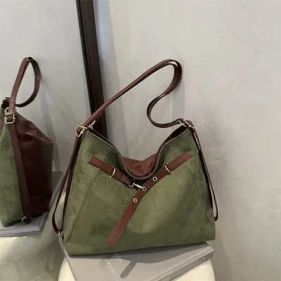 Vintage Large Capacity Solid Shoulder Tote Bag