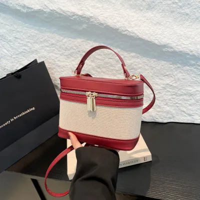 Fashion Cylinder Stitching Color PU Soft Shoulder Bag