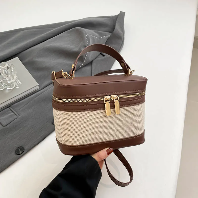 Fashion Cylinder Stitching Color PU Soft Shoulder Bag