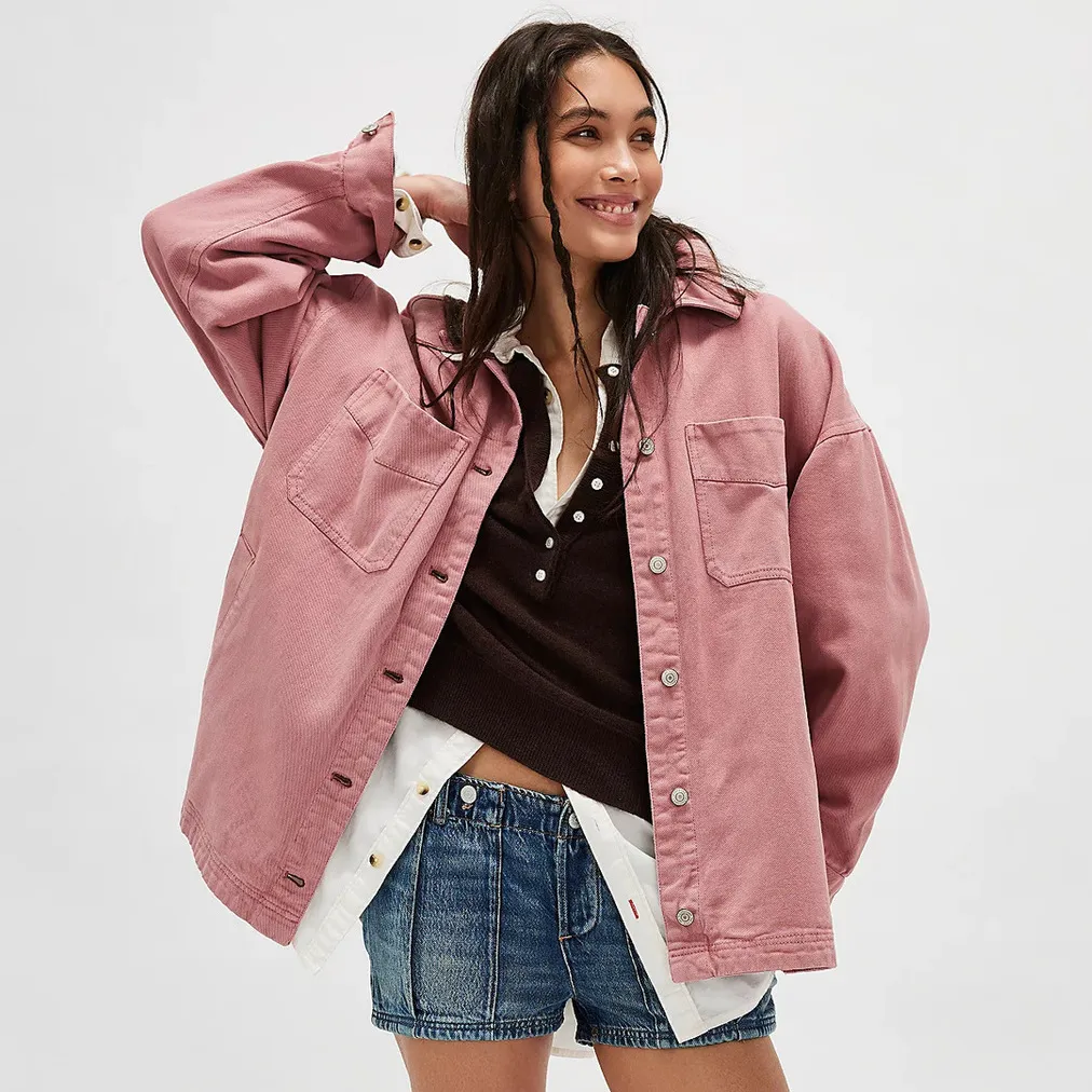 Women Casual Lapel Long-Sleeve Pocket Denim Jacket