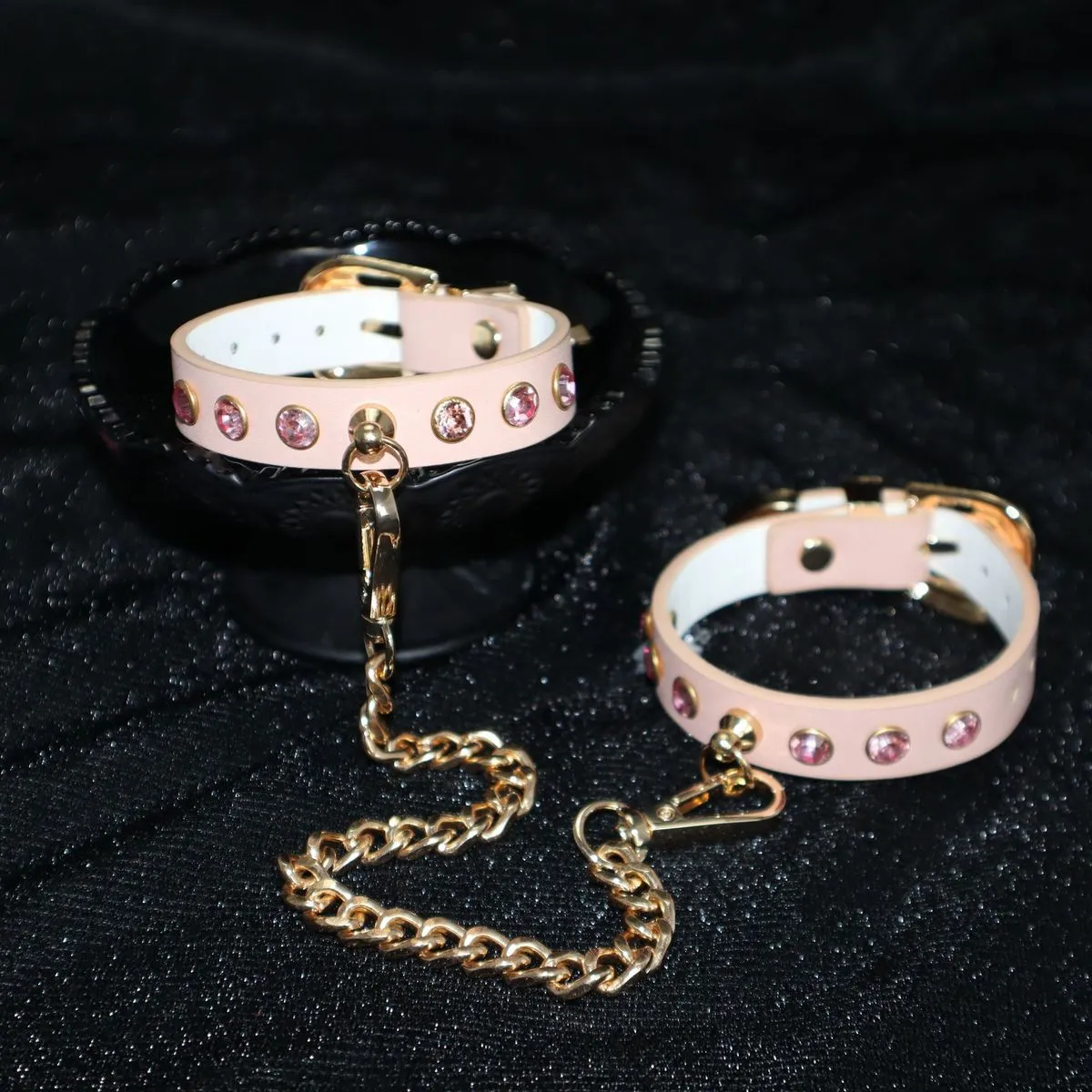 Adult Sex Pink Rhinestone Handcuffs Sexy Lingerie Accessories