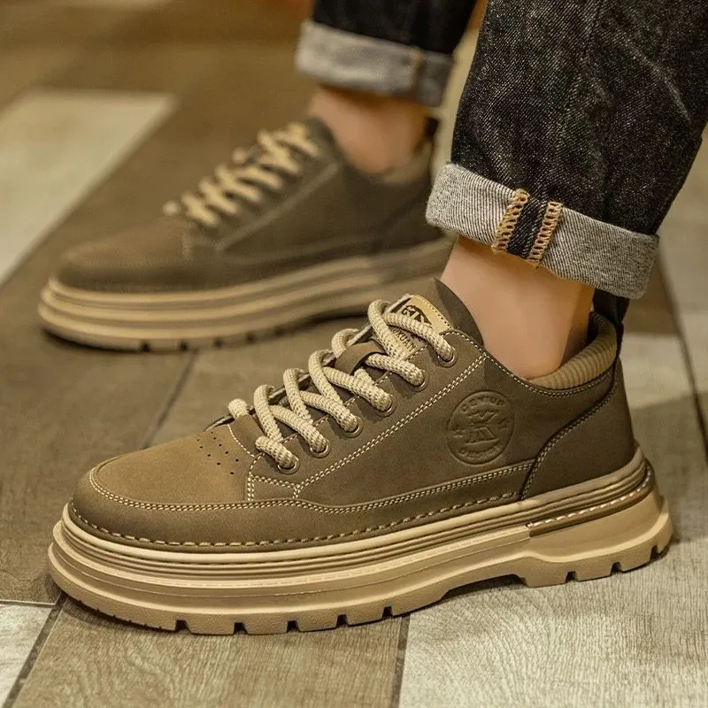 Men Fashion Casual Autumn Winter Retro Round Toe Non-Slip PU Ankle Boots