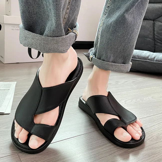 Men Fashion Simple Solid Non-Slip Flip-Flops Soft Bottom Slippers