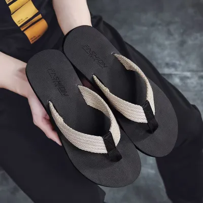 Men Casual Simple Non-Slip Soft-Soled Cloth Flip-Flops Slippers