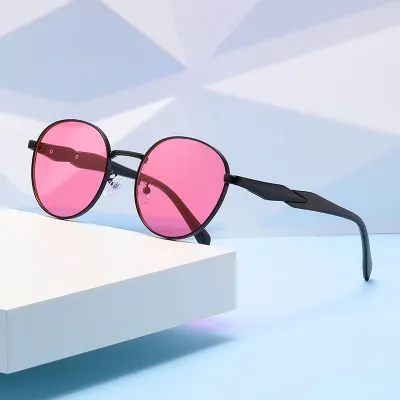Women Fashion Simple Oval Metal Frame Sunglasses PC Lens