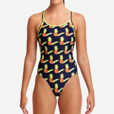 Women's Printed Spaghetti Strap Backless Tight Racing Swimsuit