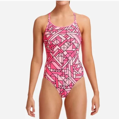 Women's Printed Spaghetti Strap Backless Tight Racing Swimsuit