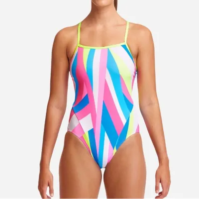 Women's Printed Spaghetti Strap Backless Tight Racing Swimsuit