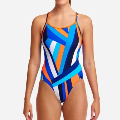 Women's Printed Spaghetti Strap Backless Tight Racing Swimsuit