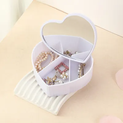 Fashion Solid Color Large Capacity Love Shaped Plastic Jewelry Storage Box