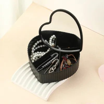 Fashion Solid Color Large Capacity Love Shaped Plastic Jewelry Storage Box