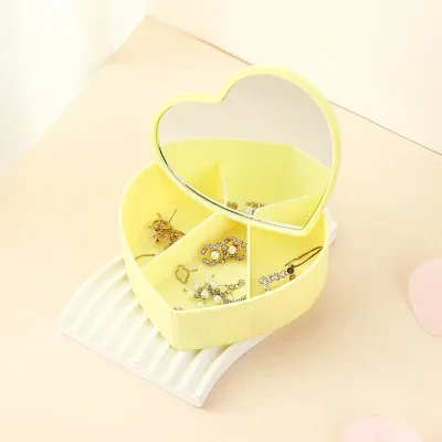 Fashion Solid Color Large Capacity Love Shaped Plastic Jewelry Storage Box