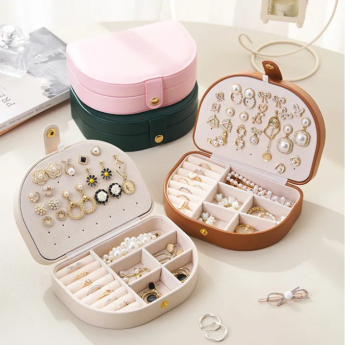 Fashion High-Grade PU Leather Jewelry Box Simple And Modern Desktop 2 Layer
