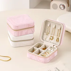 Fashion Simple Portable Small Square Mini Zipper Jewelry Box
