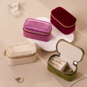 Fashion Portable Jewelry Storage Box Flannel Solid Color Hard