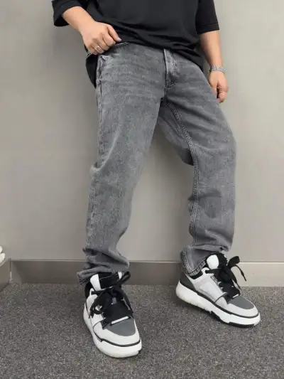 Street Men Loose Wide Leg Straight Denim Jeans
