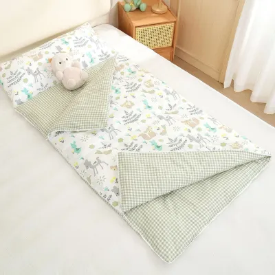 Kids Boys Girls Fashion Cute Cartoon Pure Cotton 75*180cm Envelope Sleeping Bag with Nylon Zipper