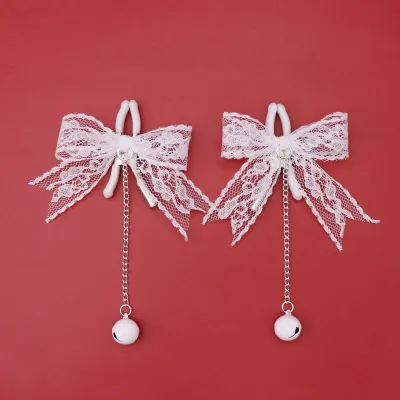 Adult Sex Toy Lace Bow Breast Clip Bell