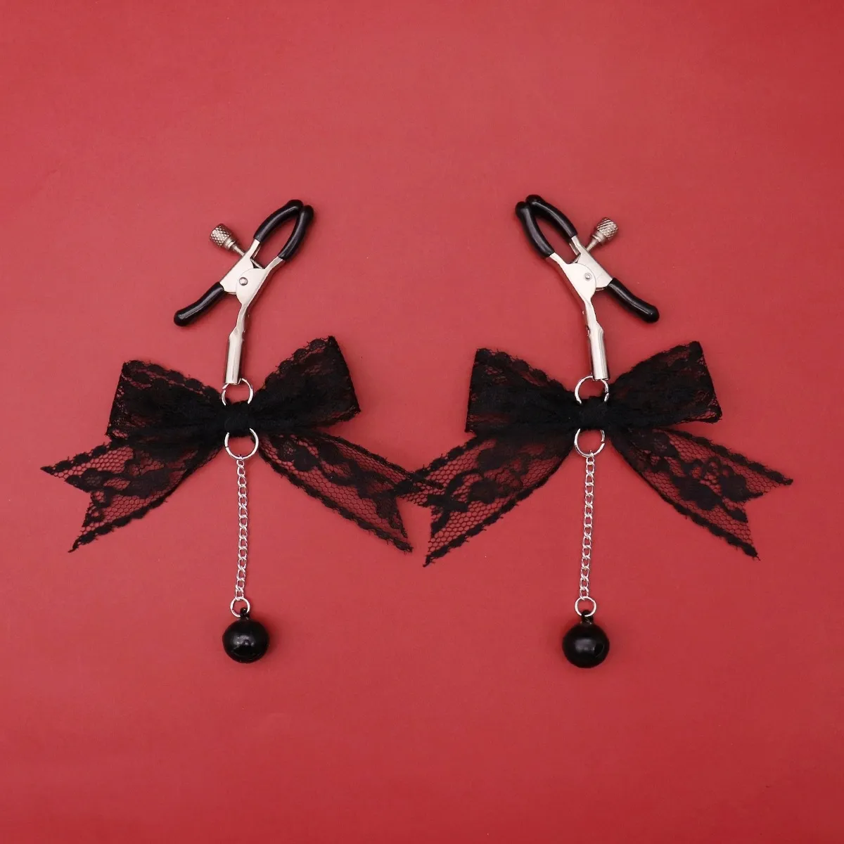 Adult Sex Toy Lace Bow Breast Clip Bell