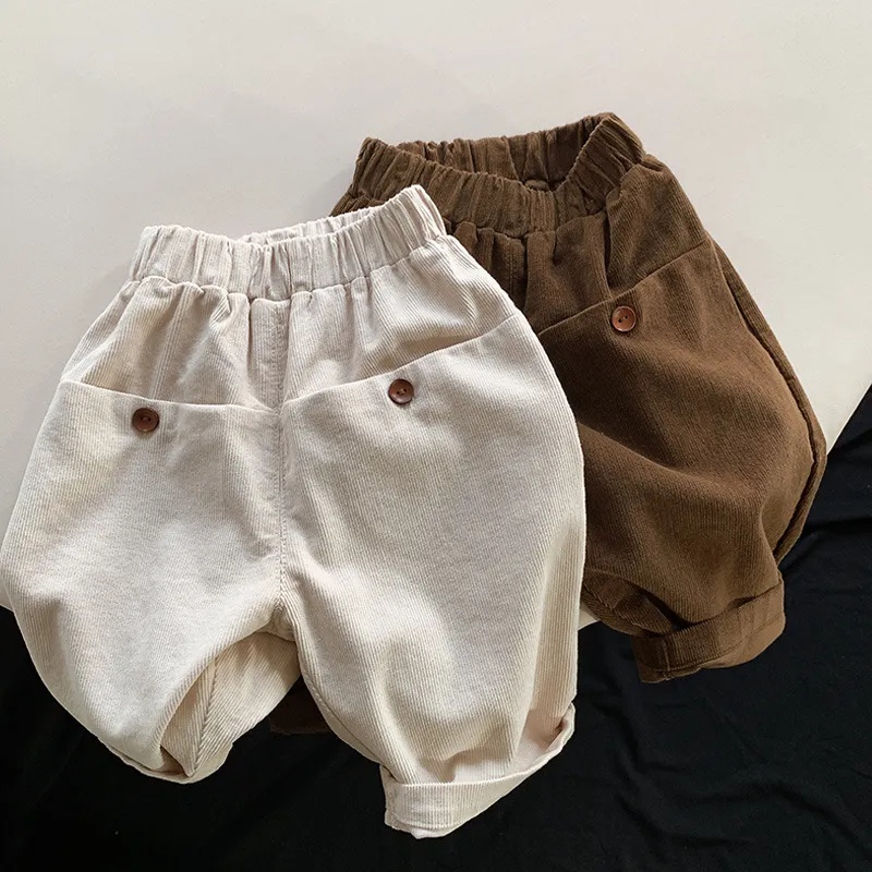 Kids Boys Girls Fashion Casual Solid Color Corduroy Loose Pants