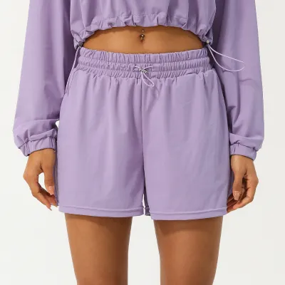 Women's Casual Sports Shorts Loose Fit Drawstring Mid-Waist Dark Stripe