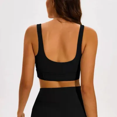 Women Yoga Sports Bra Sleeveless Tight Nylon Solid Color
