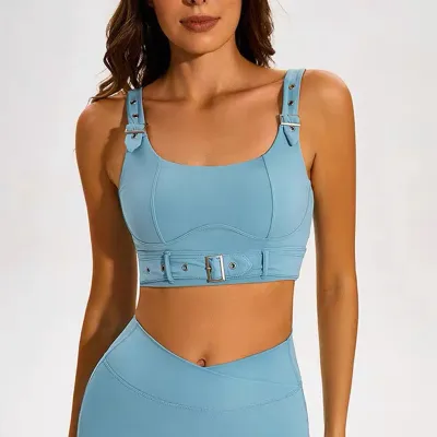 Women Yoga Sports Bra Sleeveless Tight Nylon Solid Color