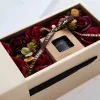 Rectangular Flower Box Red Brown Bottle Wax