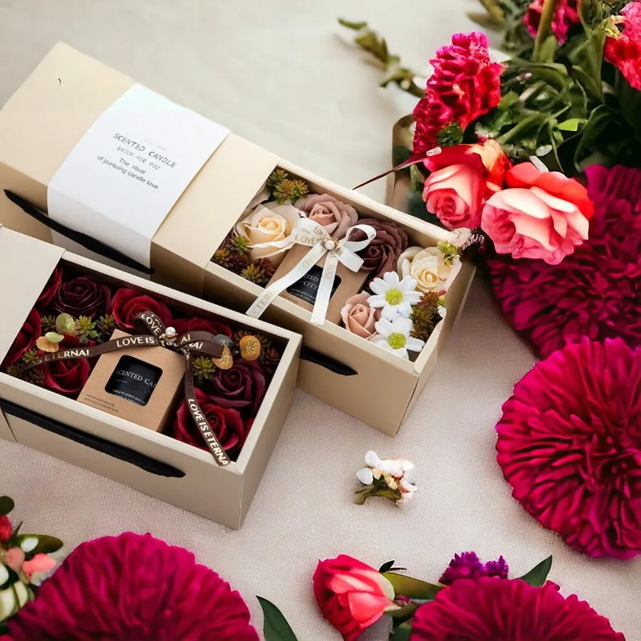 Fashion Valentine's Day Rose Aromatherapy Candle Gift Box Set