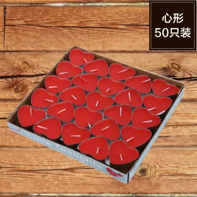 Fashion Valentine's Day Heart-Shaped Smokeless Candle 50pcs Set