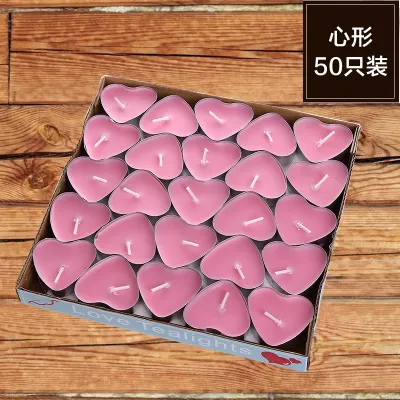 Fashion Valentine's Day Heart-Shaped Smokeless Candle 50pcs Set
