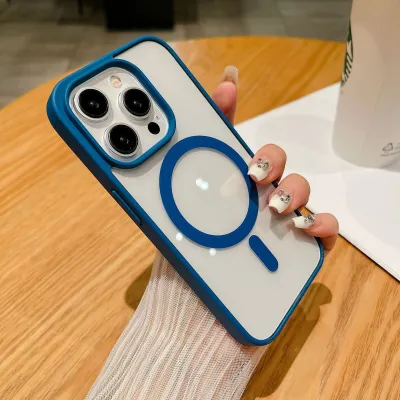 Fashion Simple Solid Color Silicone Transparent Acrylic Magnetic Iphone Case