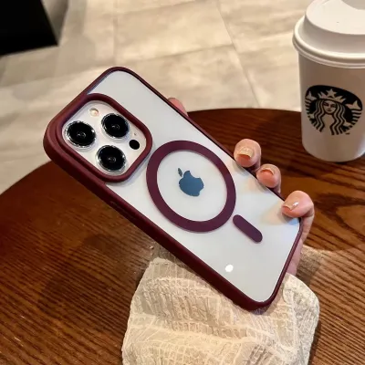 Fashion Simple Solid Color Silicone Transparent Acrylic Magnetic Iphone Case