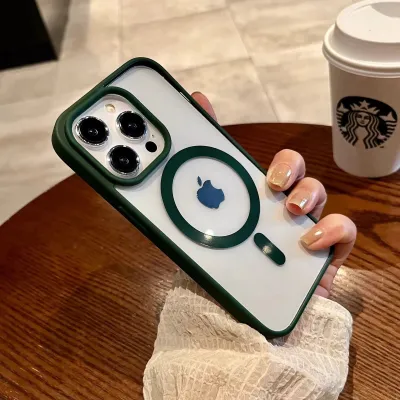 Fashion Simple Solid Color Silicone Transparent Acrylic Magnetic Iphone Case