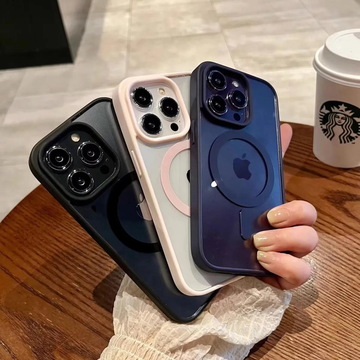Fashion Simple Solid Color Silicone Transparent Acrylic Magnetic Iphone Case