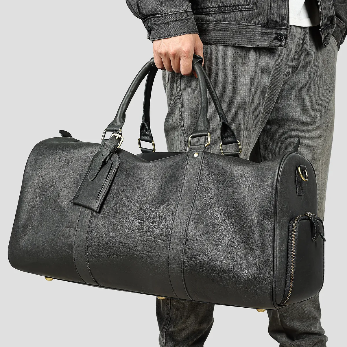 Men'S Fashion Casual Genuine Leather Cowhide Luggage Bag
