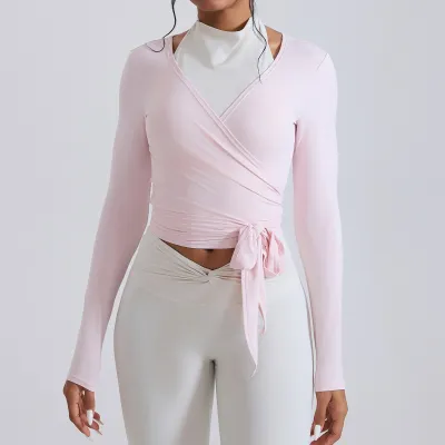 Women Casual Solid Color Stitching Long Sleeve Breathable Yoga T-Shirt