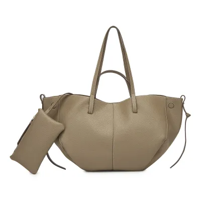 Women Fashion Casual Solid Color Leather Tote Bag